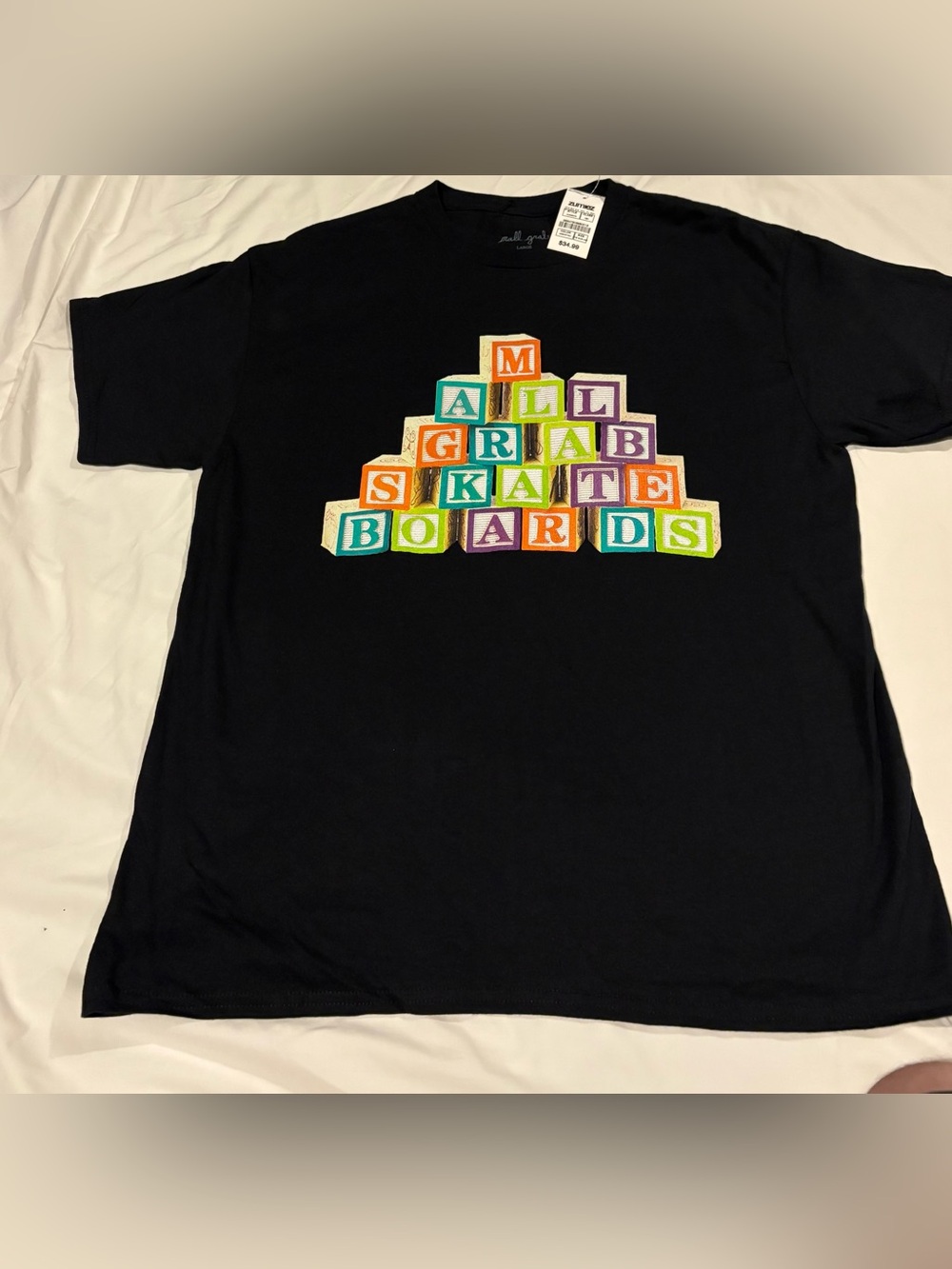 MallGrab Blocks Black T-Shirt Mens Size:Large New!